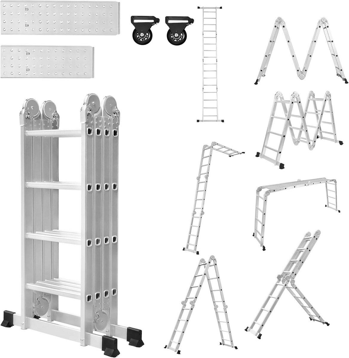 Multifunctionele 6-in-1 Vouwladder 470 cm - Aluminium Ladder voor Thuis en Werk