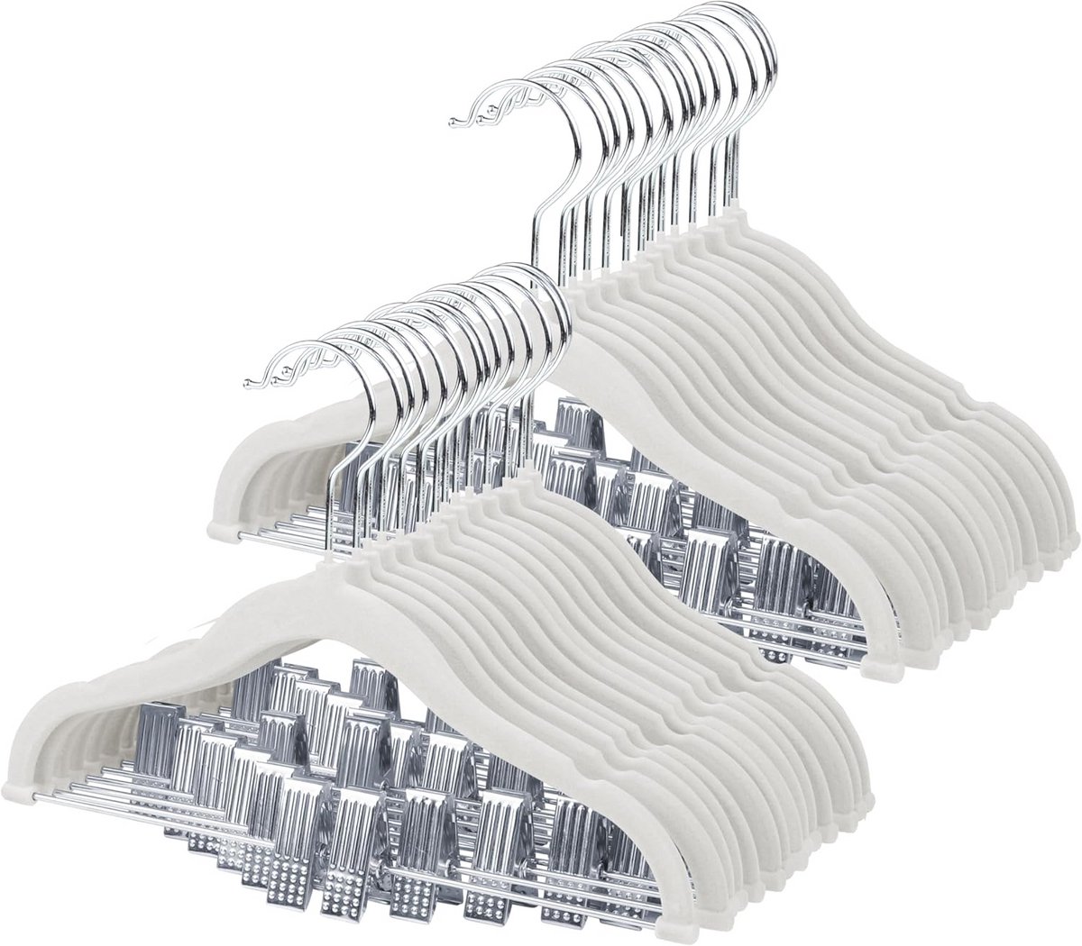 Fluwelen Kleerhangers voor Baby's met Clips - Wit