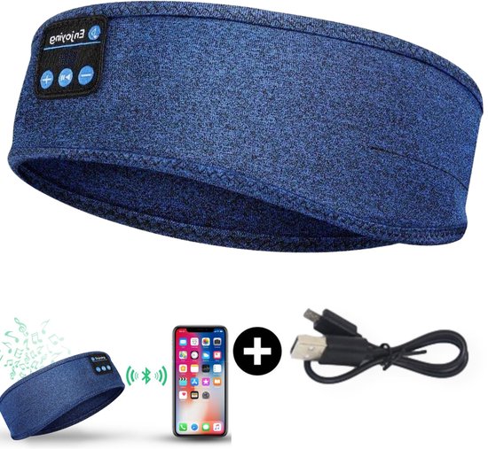Masque de sommeil Bluetooth Mrs. Jones - Bandeau avec Bluetooth 5.0 - Entraîneur de sommeil - Chauffe-oreilles - Blauw