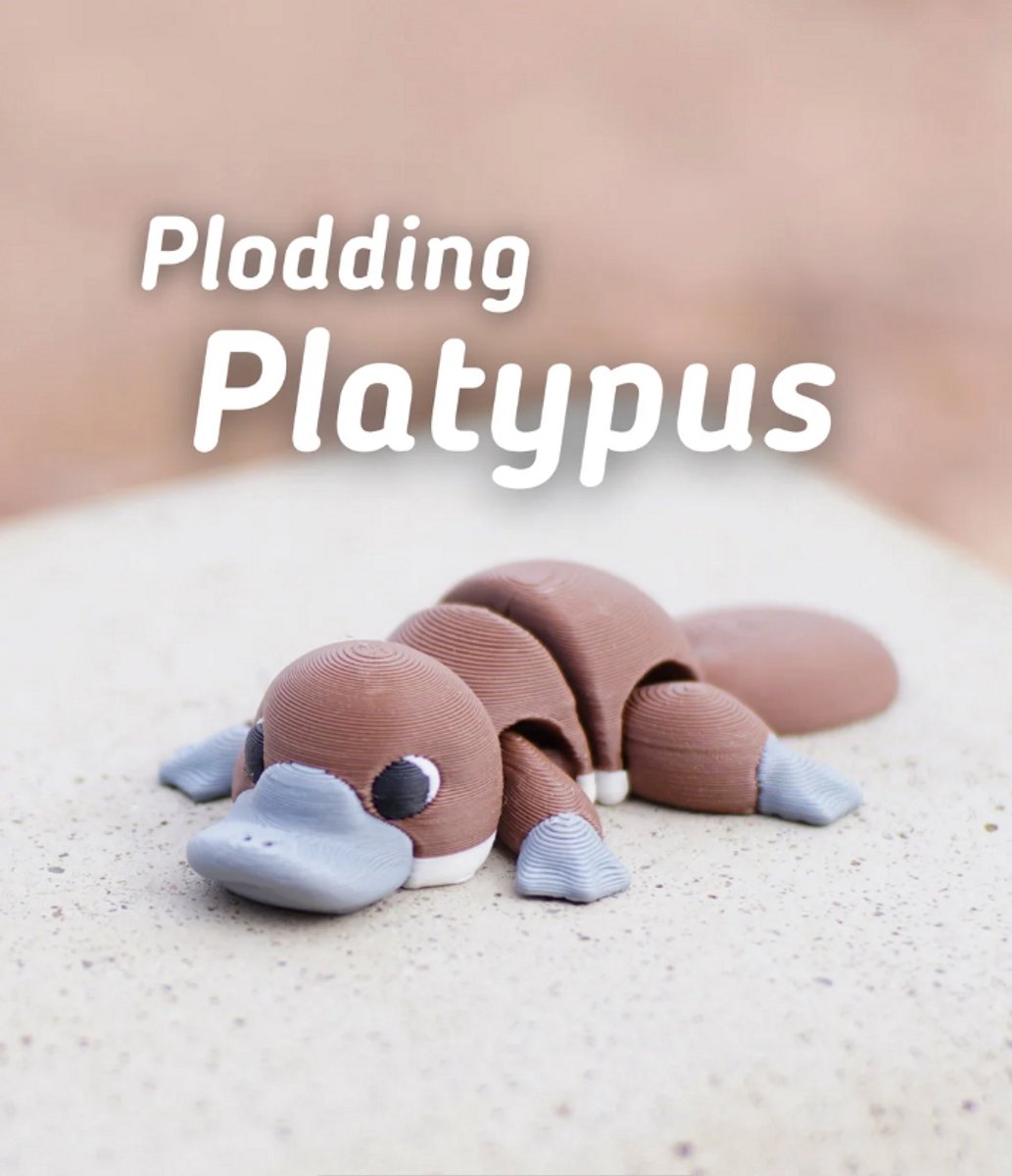 Ploeterend Vogelbekdier 3D Print - Vera's Arts & Dice - Plodding Platypus 3D Print - Speelgoed - Verzamelobject - Vogelbekdieren Figuur - Bruin Grijs Zwart Wit