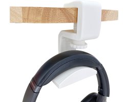 Koptelefoonhouder met Bureaubladklem (10–35 mm) – Wit – Onder Bureau – Duurzaam PLA