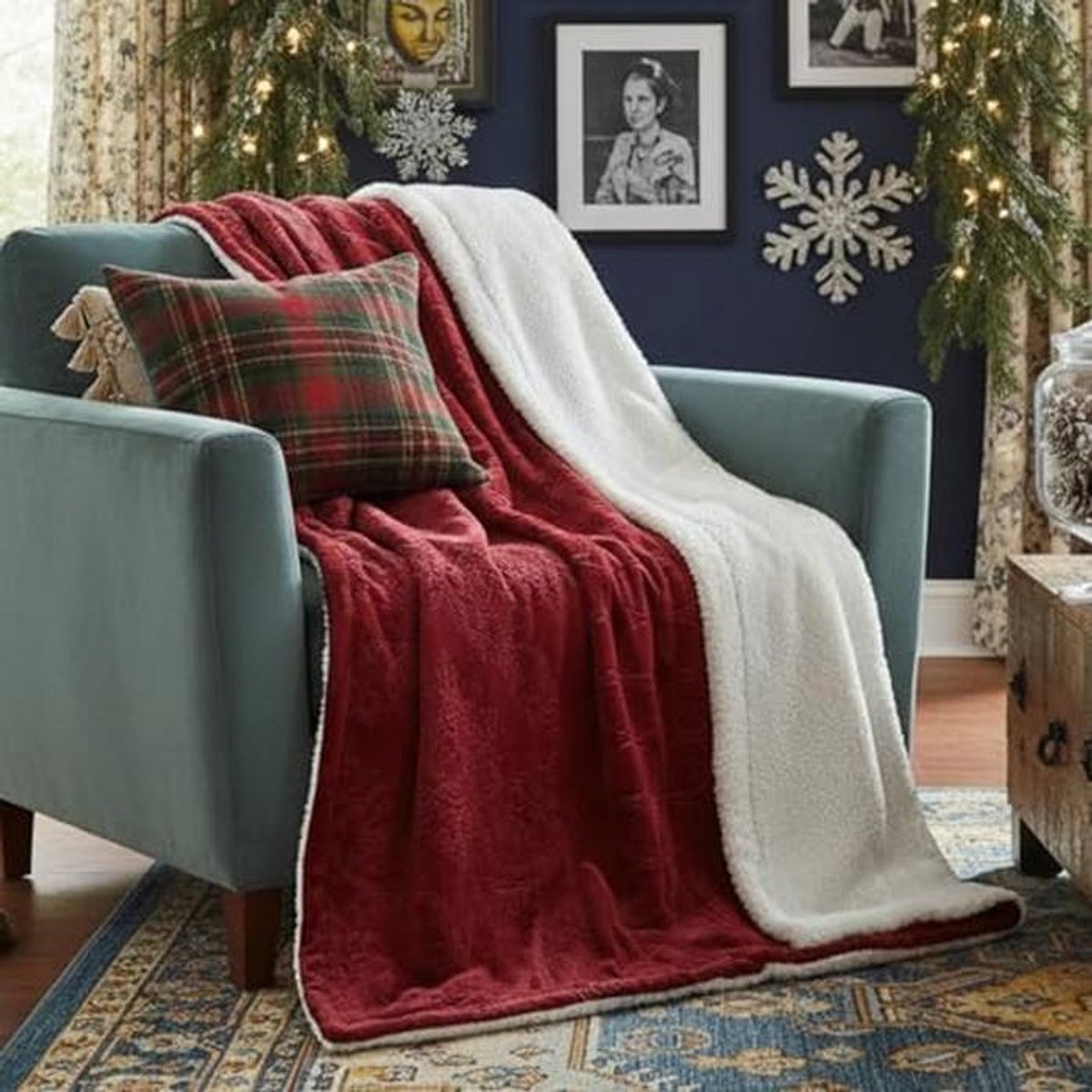 Super zachte sherpa deken 160 x 217 cm - Merlot rood