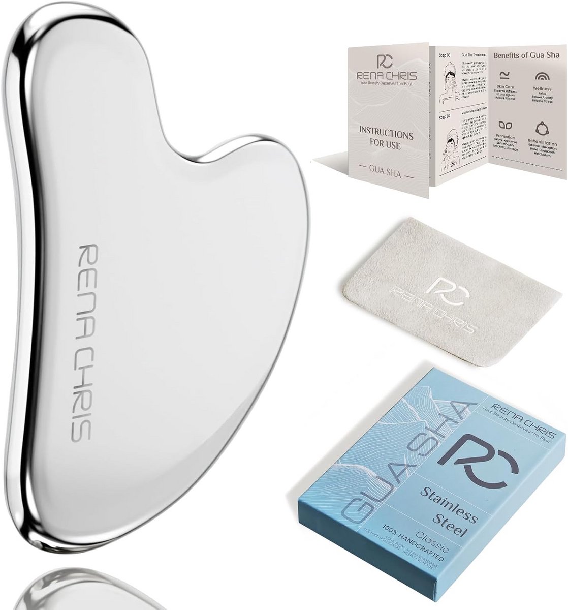 Stainless Steel Gua Sha Massage Tools for Jawline Firming and Puffiness Reduction