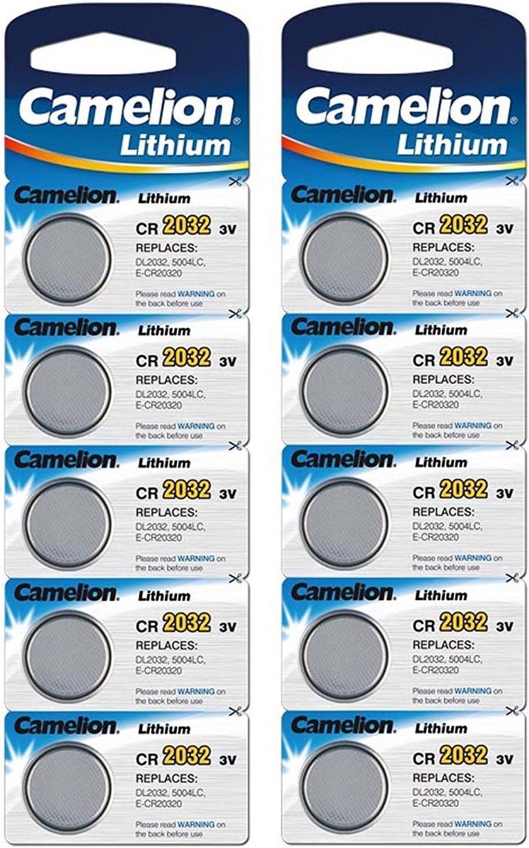 Lithium 3V knoopcellen CR2032 - 10 Stuks (2 Blisters)