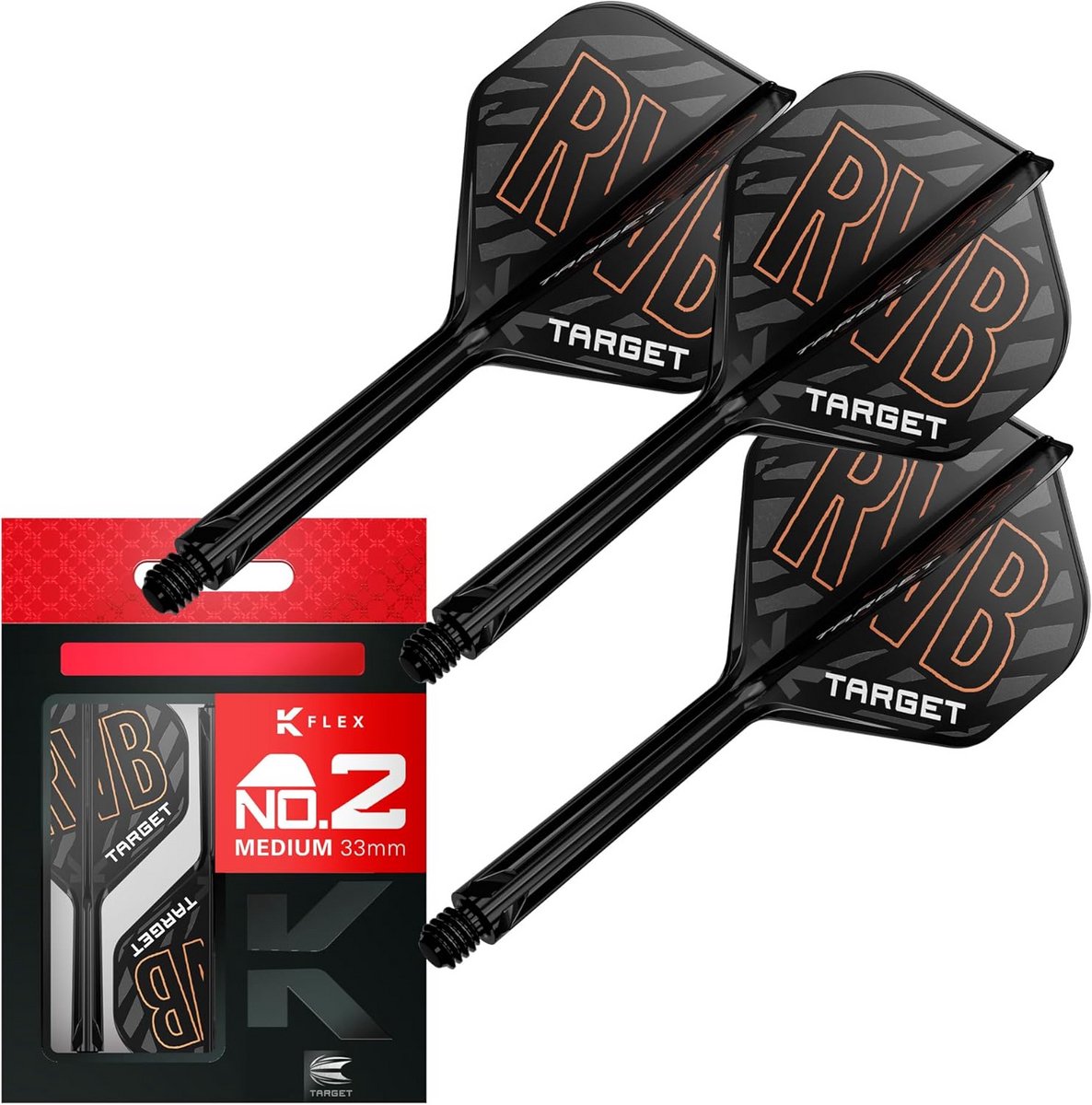 Darts K Flex Flights en Shaft System, Nr.2 (Middelmatig, 33mm) - Pak van 3 All In One Darts Accessoires