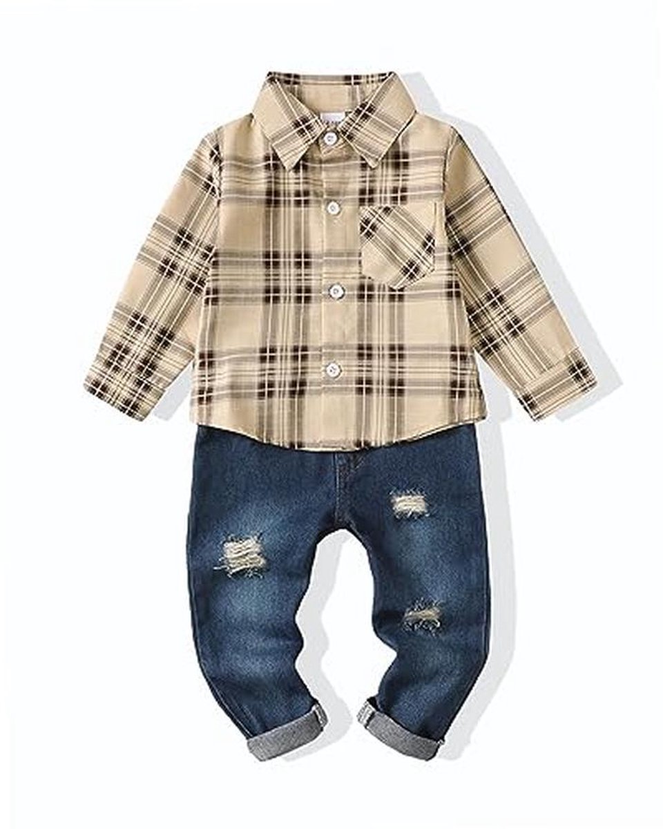 Babykleding voor jongens en peuters, comfortabele outfits, 12-24 maanden, jeans, kledingset voor herfst en winter