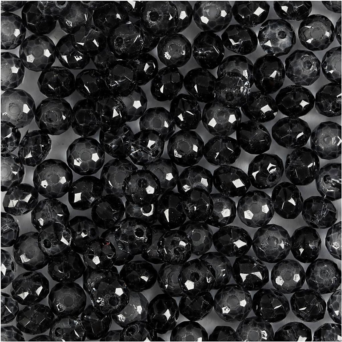 Facet Kralen, d 4 mm, gatgrootte 1 mm, grijs, 45 stuk/ 1 doos