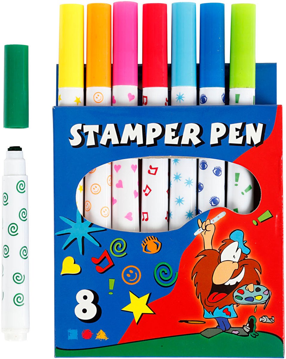 Stift - Stempelstift - 8stuks - diverse kleuren