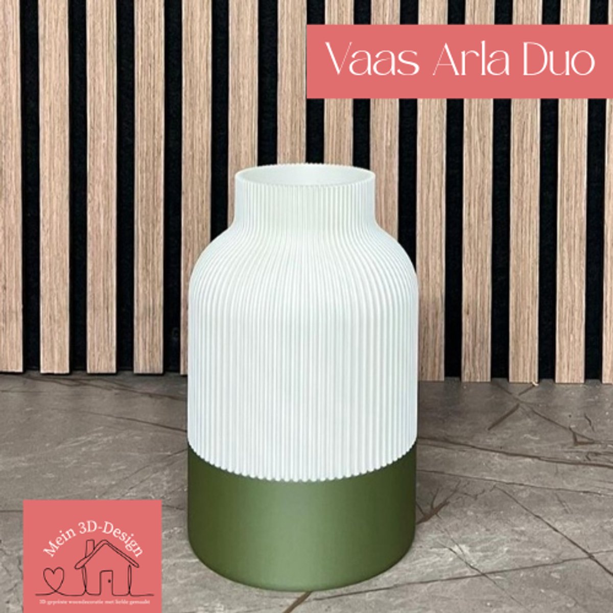 Vaas Arla Duo - Japandi Style - 3D geprint - Kunstbloemen - Legobloemen