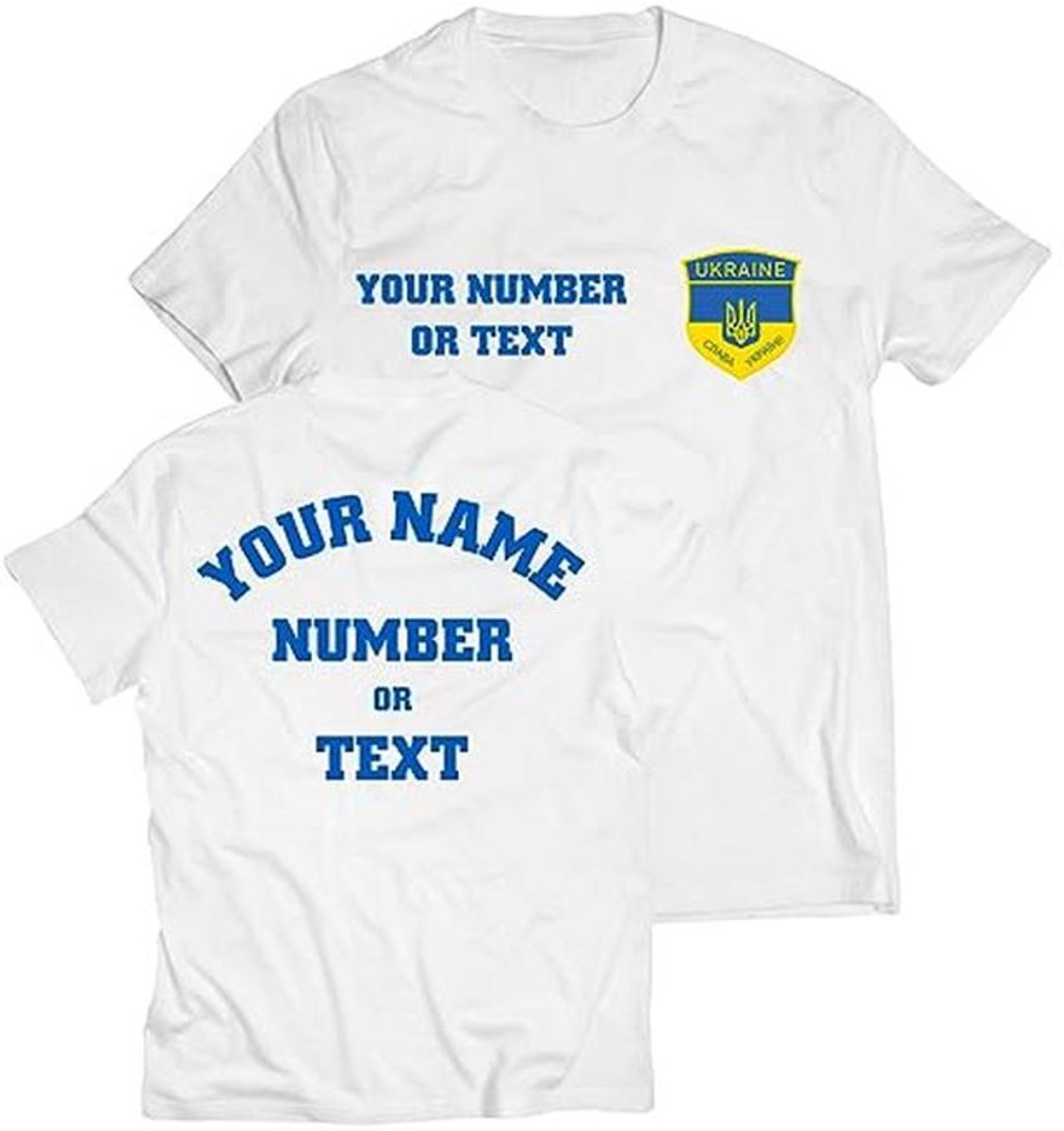 Mannen T-shirt Oekraïense vlag met Badge en Aangepaste Naam voor Voetbalkampioenschap 2024