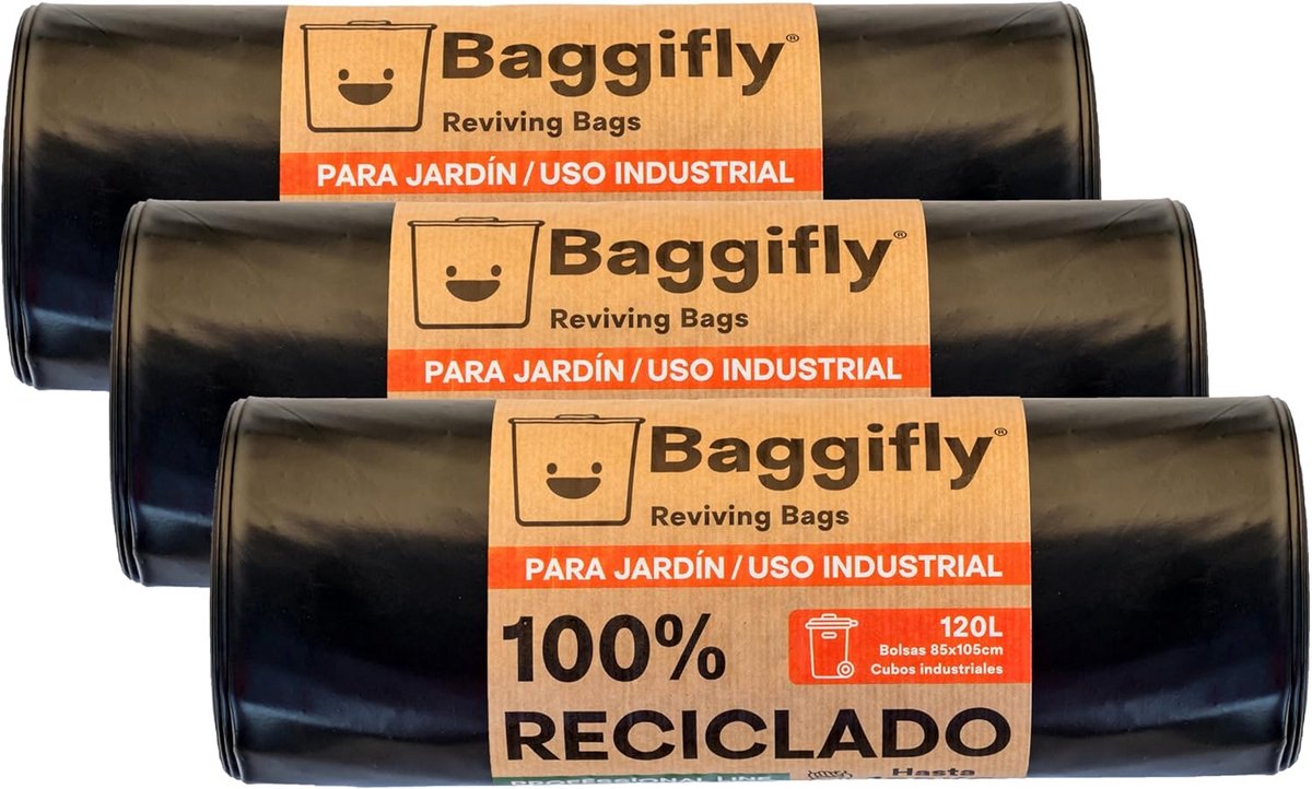 Grote Vuilniszakken 120L - 100% Gerecycled - Robuust & Duurzaam voor Tuin, Gastronomie en Industrie