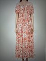 Lange dames jurk Claudine-gebloemd motief-rood wit-Maat L-strandjurk-zomerjurk