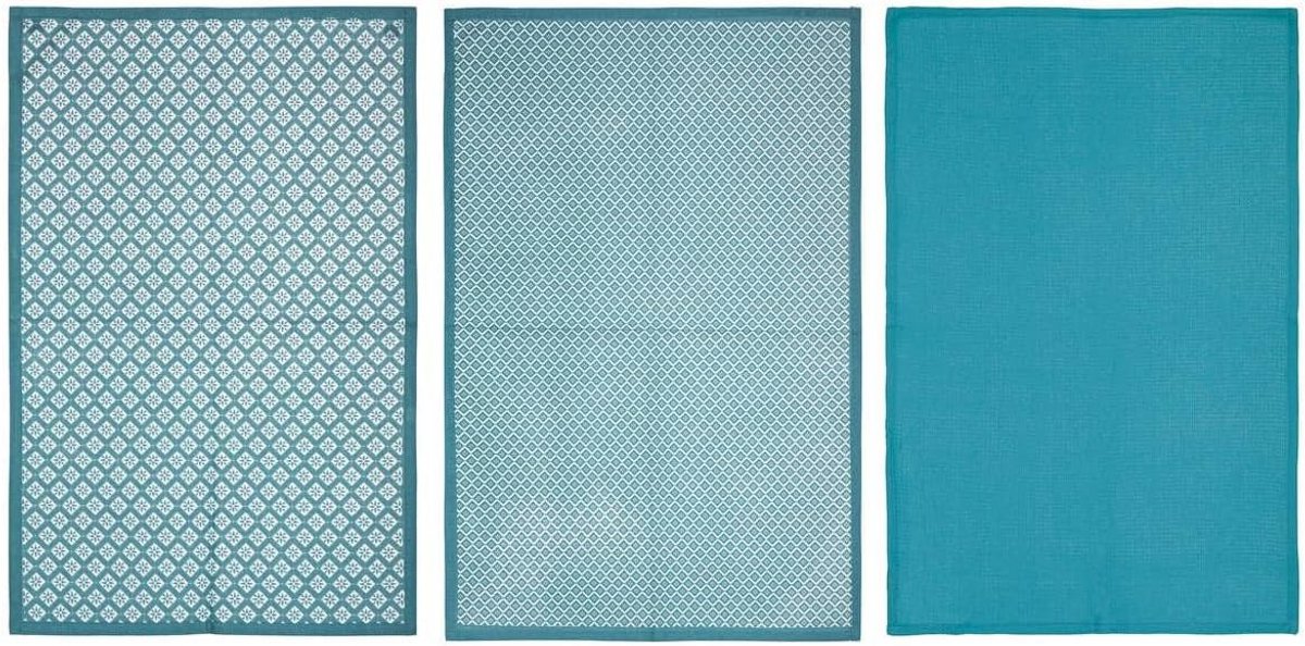 Katoenen Vaatdoek Set van 3 - 45 x 70 cm met Eend Motief