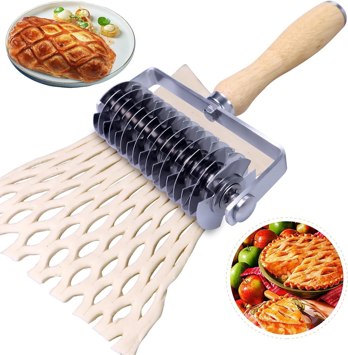 Rasterroller - Deegroller - Rolmes - Keukengerei - Bakgereedschap - Roestvrij staal - Zilver
