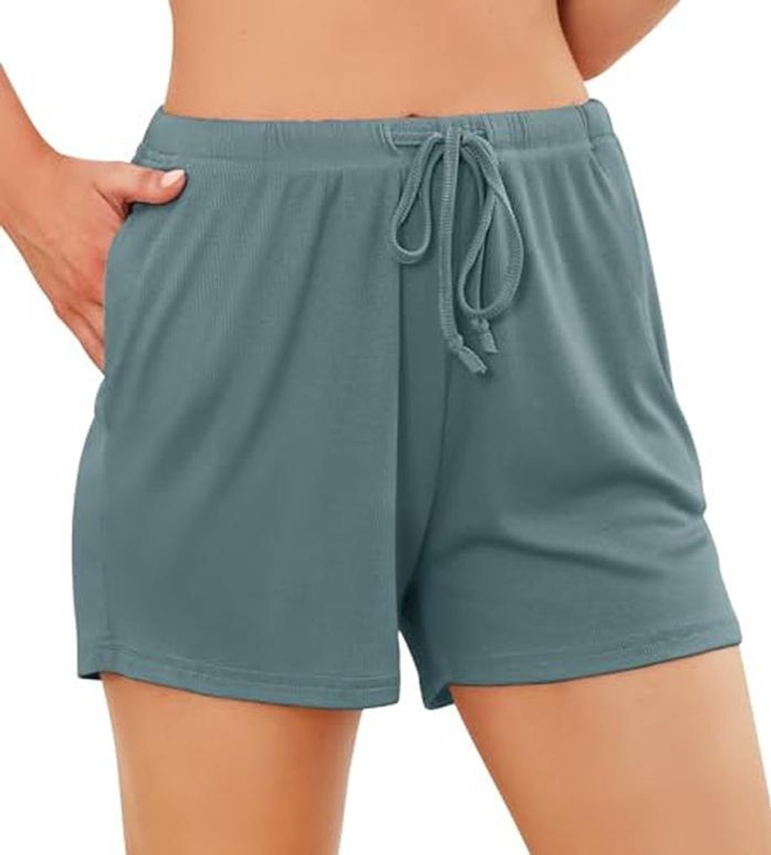 Damespyjamabroek met zakken en trekkoord, superzachte loungeshorts voor dames, maat S-XXL