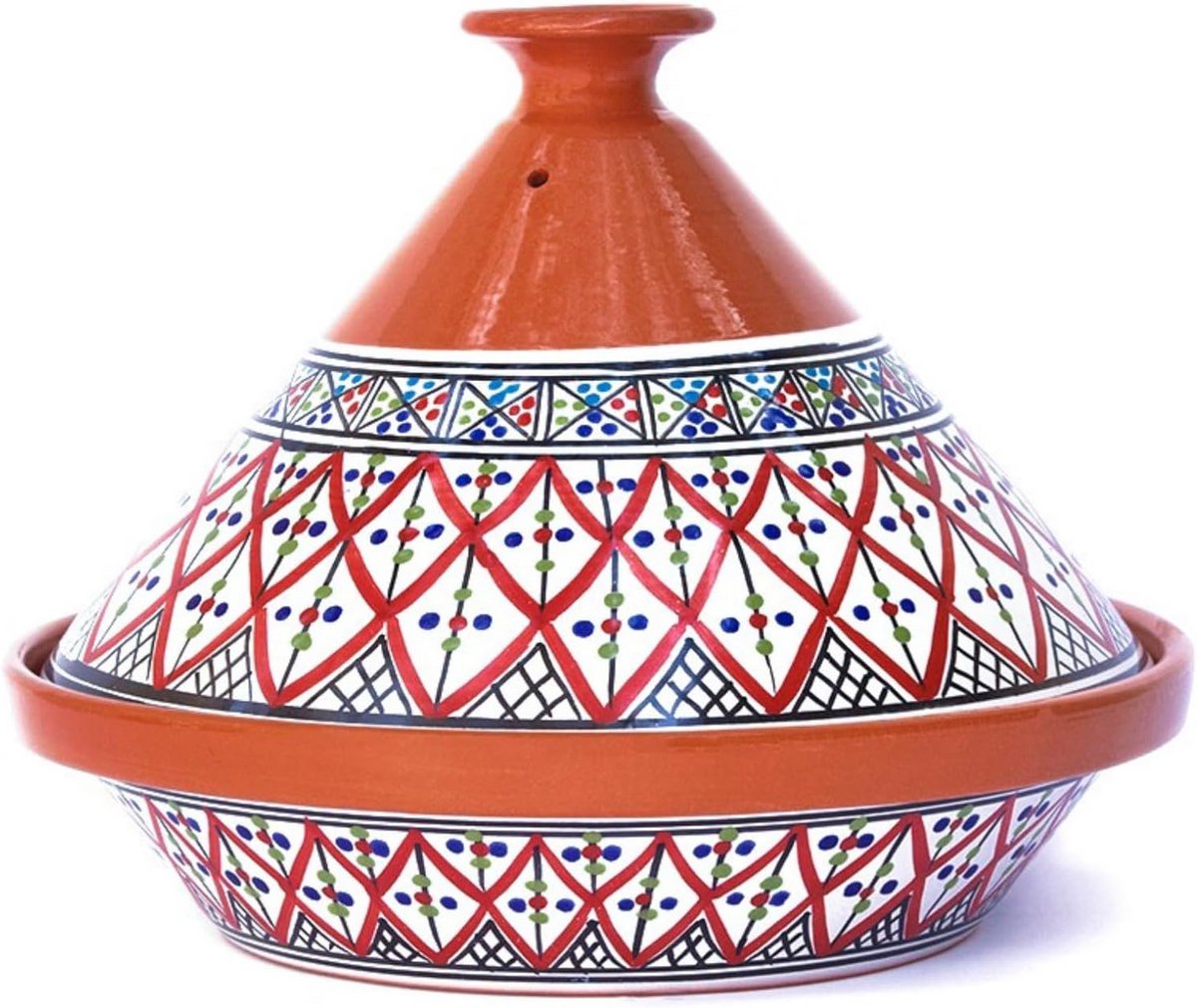 Grote Handgemaakte Tagine Pot - Rood, Non-Stick, Loodvrij Kookgerei