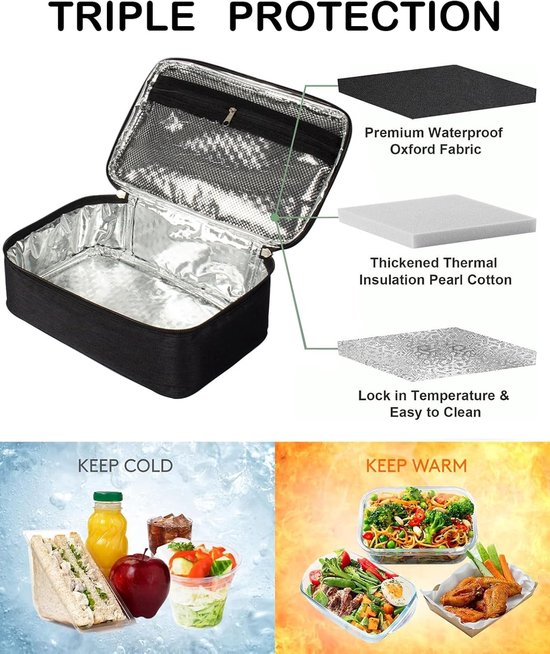 Draagbare geïsoleerde koeltas - mini-lunchbox - kleine geïsoleerde lunchtas - bevroren snacktas voor volwassenen voor mannen en vrouwen - voor werk - 25*16*8cm-rood van Merkloos — afbeelding 3