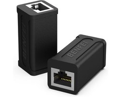 Benfei 2-Pack RJ45 Koppelstuk - Netwerk LAN internetkabel Verlengstuk - UTP Koppelstuk
