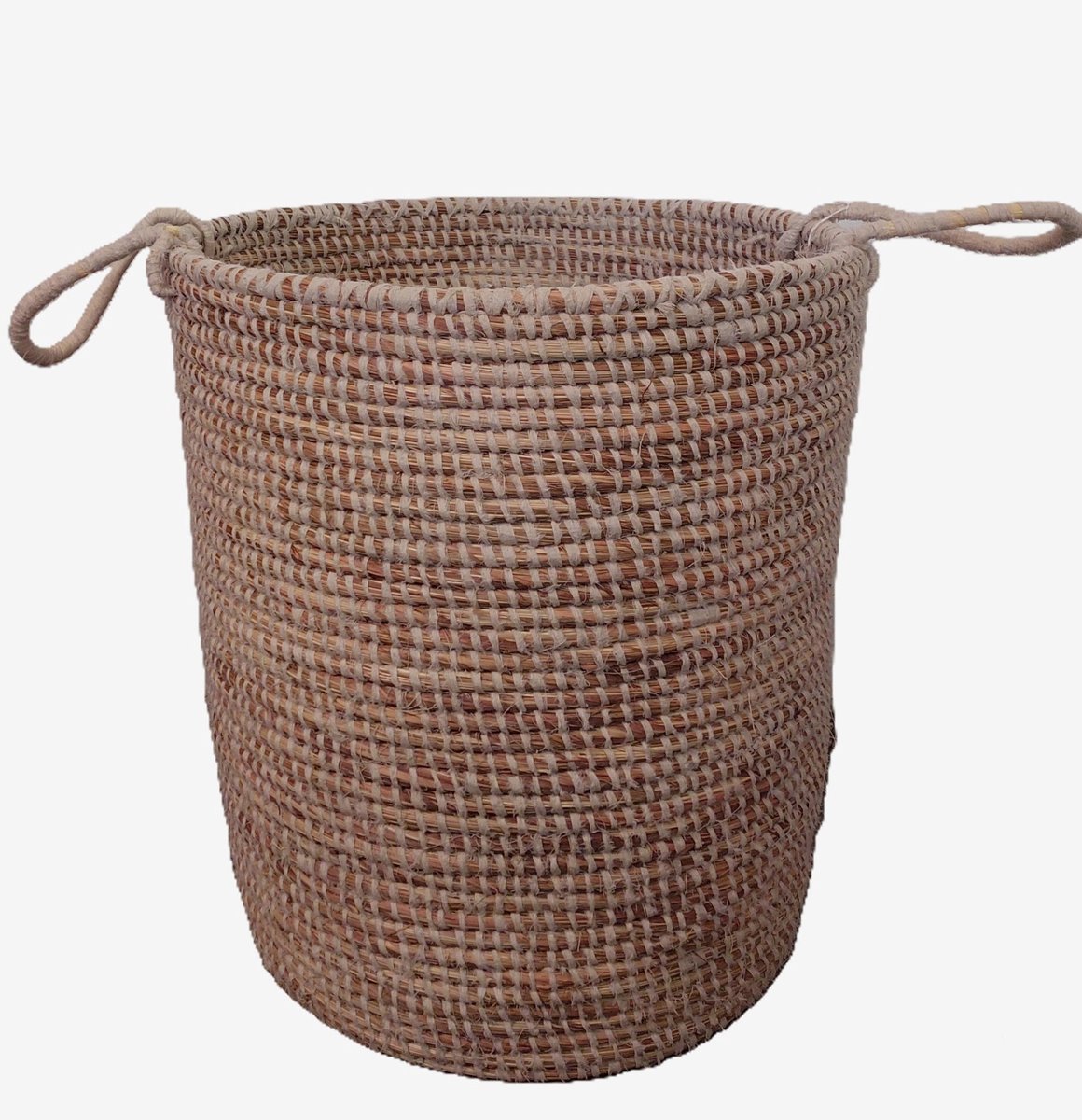 mand met handvaten klein -wasmand - Djibi naturel - Hoogte 42cm - Diameter 36cm