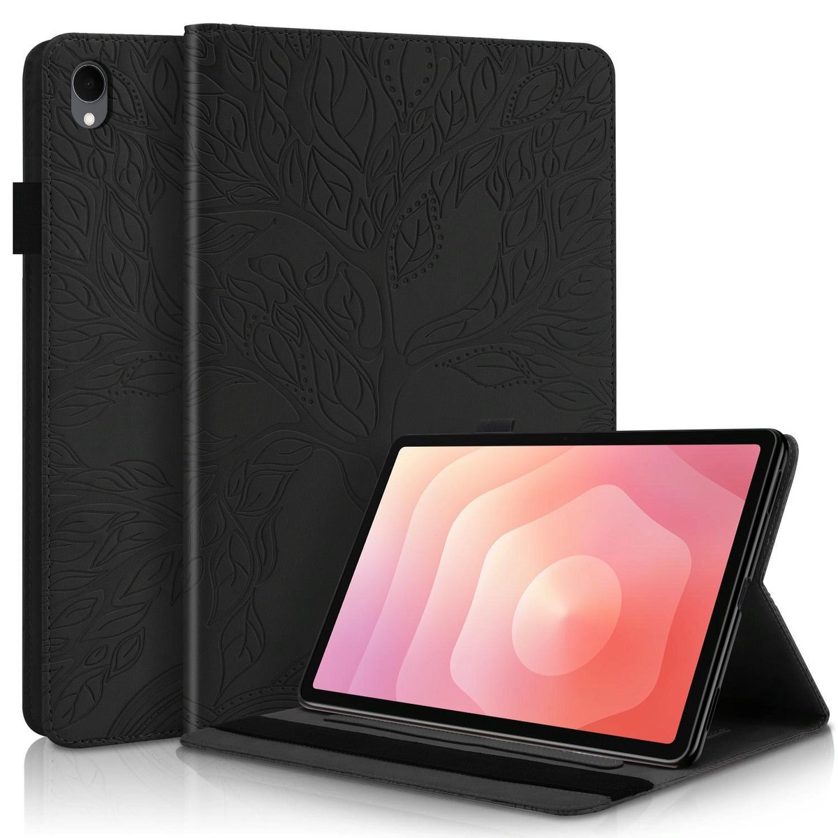Mobigear Tablethoes geschikt voor Samsung Galaxy Tab S11 Hoes | Mobigear Tree Bookcase + Stylus Houder - Zwart