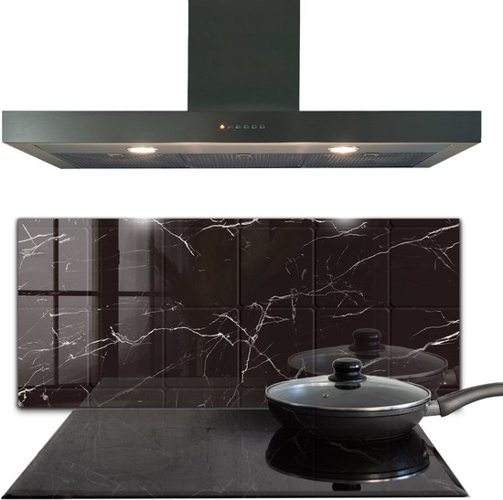 Tulup Dosseret Cuisine - Texture Marbre Noir Écran Anti-éclaboussures Cuisine - 125 x 50 cm - Noir Photo Dosseret Cuisine - Textures et Motifs Plaque Anti-éclaboussures Cuisine - Dosseret Plaque de Cuisson - Dosseret Plaque de Cuisson