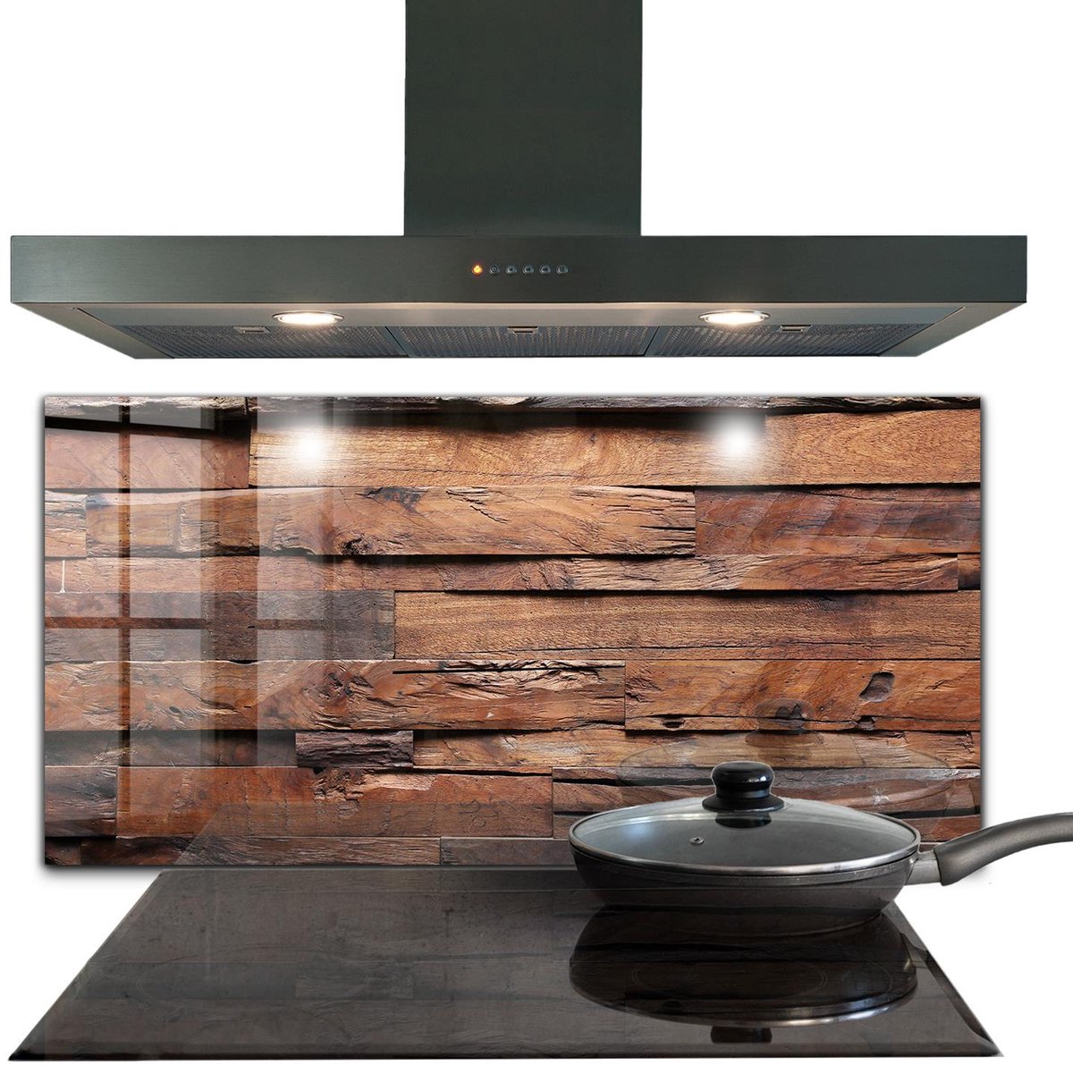 Tulup Achterwand Keuken - Rustieke houtstructuur Keuken Achterwand - 120 x 60 cm - Bruin Glazen Achterwand Keuken - Texturen en Patronen Keuken Achterwand Glas - Kookplaatachterwanden - Kookplaat achterwand