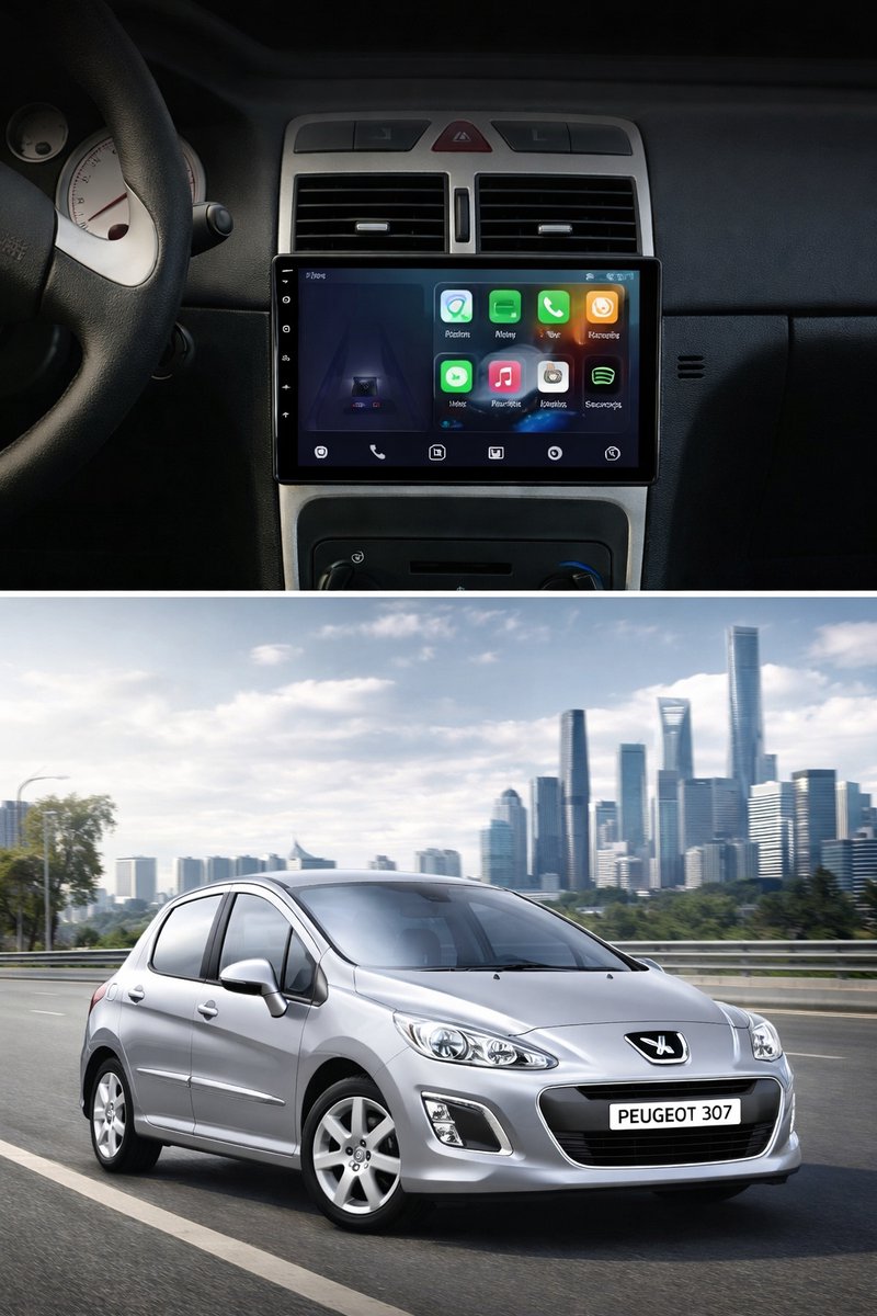 ADIVOX T2 9 inch geschikt voor Peugeot 307 van 2007-2012 Android 15 CarPlay/Auto/Wifi/RDS/DSP/NAV/5G/DAB+