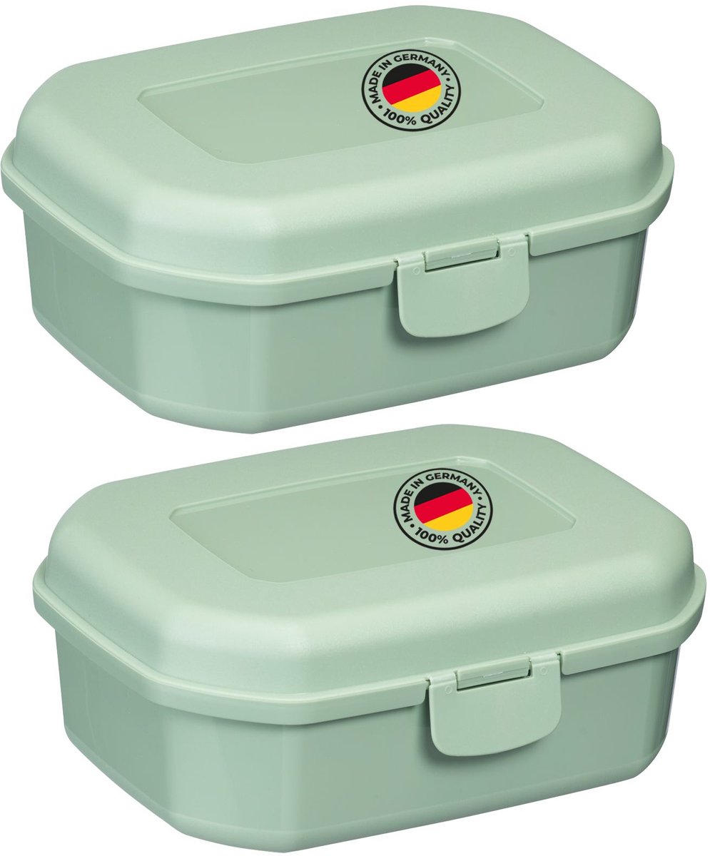 Westmark 2x lunchbox/snackbox, met kliksluiting, hoogte: ca. 7,4 cm, kunststof, maxi, mint groen, 235222EM