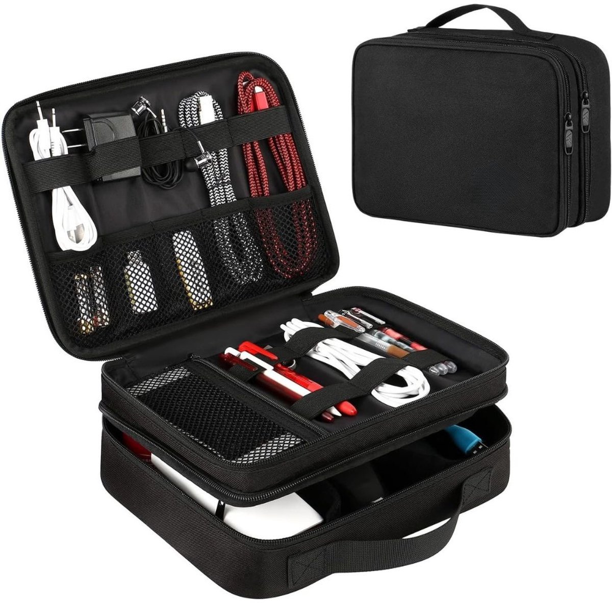 SCH® Kabel Organiser Tas - Organizer Tas - Zwart- 27cm x 20cm x 9cm