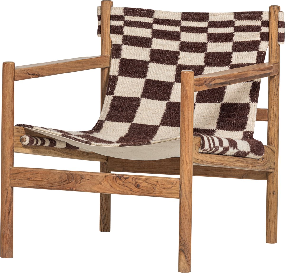 WOOOD Zano Fauteuil Met Houten Frame - Hout - Naturel/Bruin - 76x73x67