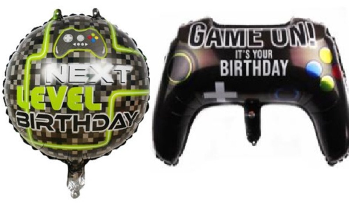 Follieballonnen set Game - Controller - Gamecontroller - Ballonnen - Gamen - Thema feest - Verrassing - Helium ballon - Verjaardag - Folie ballon - Leeg - Happy Birthday - Gamekamer - Games - Set - Spel