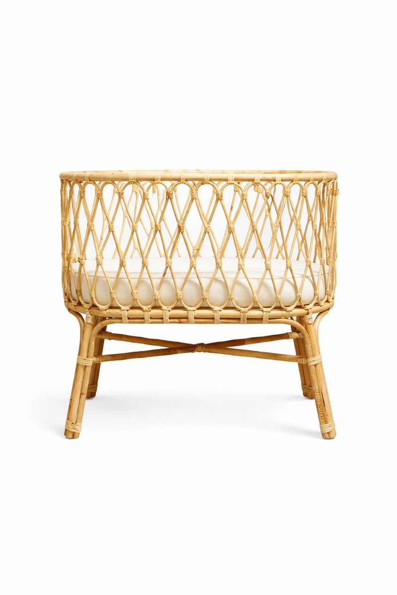 Createyourhome - Rotan - Bed - Wiegje - Ovalia - Ibiza - Japandi - Riet - Uniek - Eyecather - Uniek - Babykamer - Newborn - Incl Matras