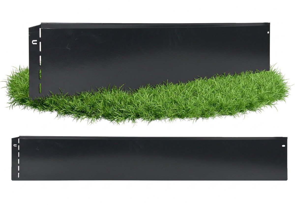 GartenAZ Borderrand - Gazonrand van Verzinkt Staal - Flexibele Montage - Antraciet - 100 cm x 13 cm (10 stuks)