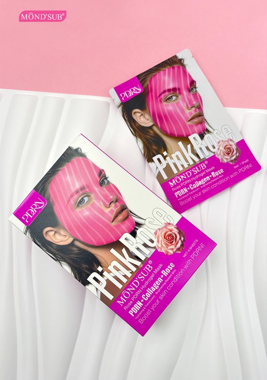 MÔND’SUB Rozen PDRN Collageen Gezichtsmasker – Hydrogel Masker voor Glow, Hydratatie & Stralende Huid – Korean Skincare – 6 pack