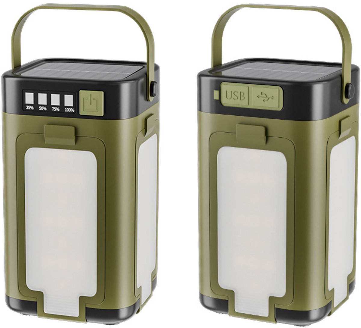 NatuurGenoot® IPX4 waterdichte led lantaarn voor Buiten - Camping Lamp- Solar Kampeerlamp-Noodlamp- Tuinverlichting- Zaklamp Oplaadbaar- Opladen via zonne-energie en USB