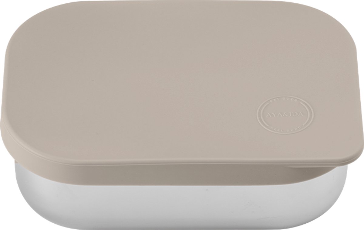 AYA&IDA - Lunch Box - opbergdoos - meenemen - brood - lunch - salade - RVS - siliconen deksel - 900ml - CREAM BEIGE