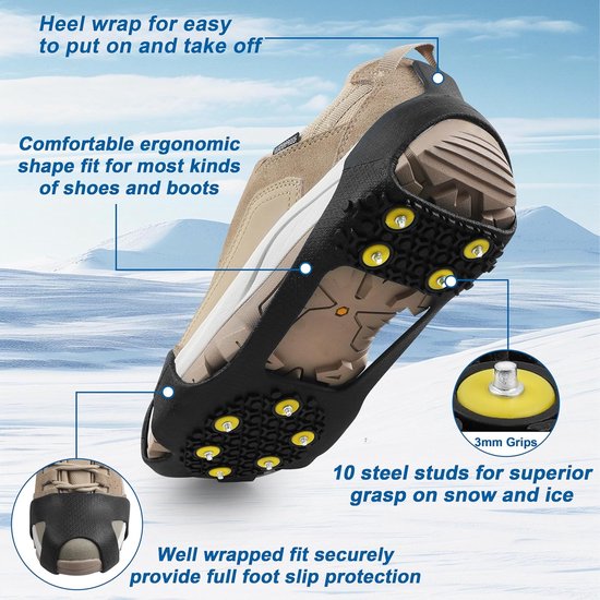 2 paar antislip schoenspikes, universel, schoenenklauwen met 5 spikes