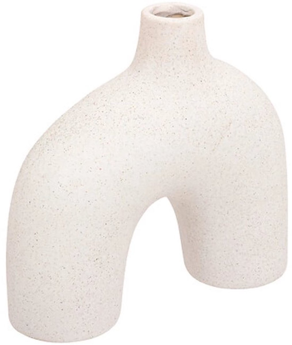 Atmosphera Design Vaas - Wit Zandkeramiek – Asymmetrisch – 18 cm