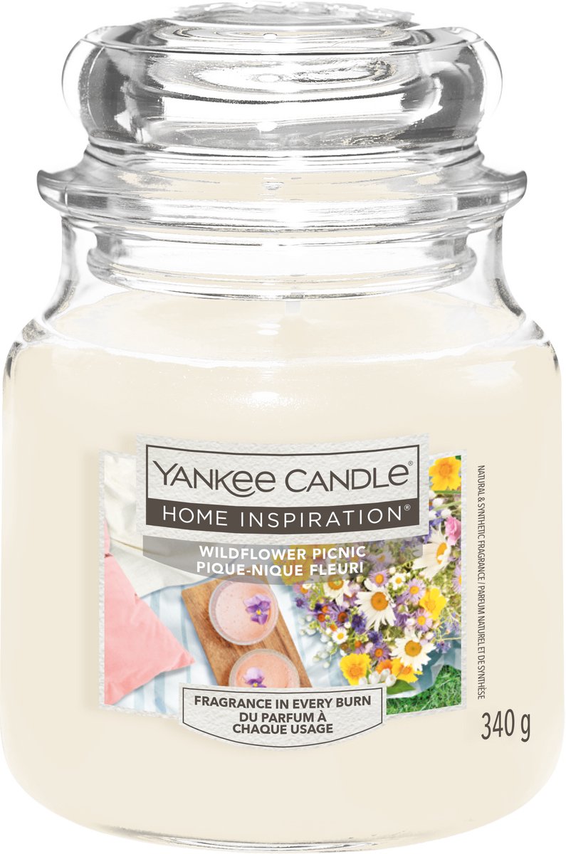 Yankee Candle Home Inspiration - Wildflower Picnic Medium Jar - tot 75 branduren Crème