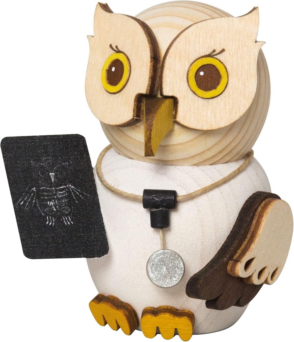 Houten Mini Uil Figuur 7 cm - Natuurlijke Look - Decoratie voor in huis