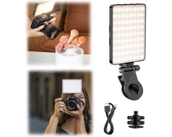 Invullicht - cameraverlichting - hulpmiddel voor fotografieverlichting - drie verlichtingsstanden - inclusief bevestigingsclip en oplaadkabel - geschikt voor mobiele telefoons, camera's, computers en tablets (18*11 cm - oplaadbaar)