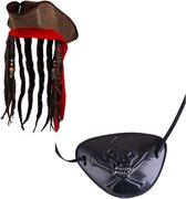 Ensemble de pirates - chapeau avec tresses - cache-oeil - capitaine - carnaval - déguisement - thème pirate