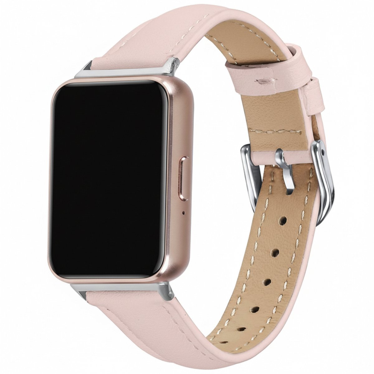 Leren bandje - geschikt voor Huawei Watch Fit 4 Pro / 4 / 3 - leer met gespsluiting - roze