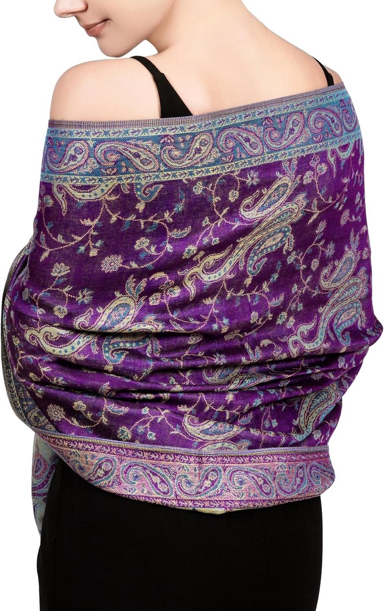 Reversible Paisley Pashmina Sjaal met Franjes - Zacht Acryl