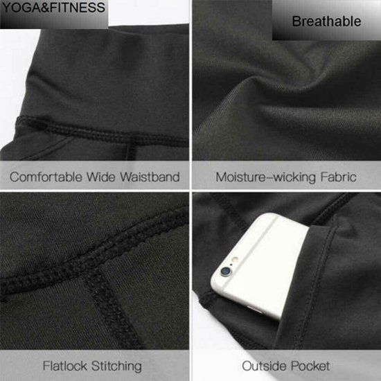 Vrouwen Yoga Shorts Hoge Taille - 4-Weg Stretch Gym Korte Broek met Zakken — afbeelding 4