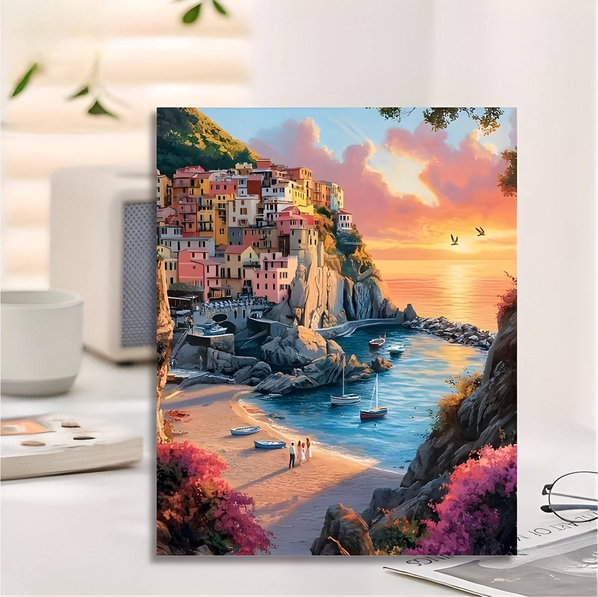 Nalovi - Schilderen op nummer - Zonsondergang aan zee - 50x40 - Landschapsschilderij - op Doek - Creatief hobby pakket voor thuis - Schilderen voor volwassenen — afbeelding 3