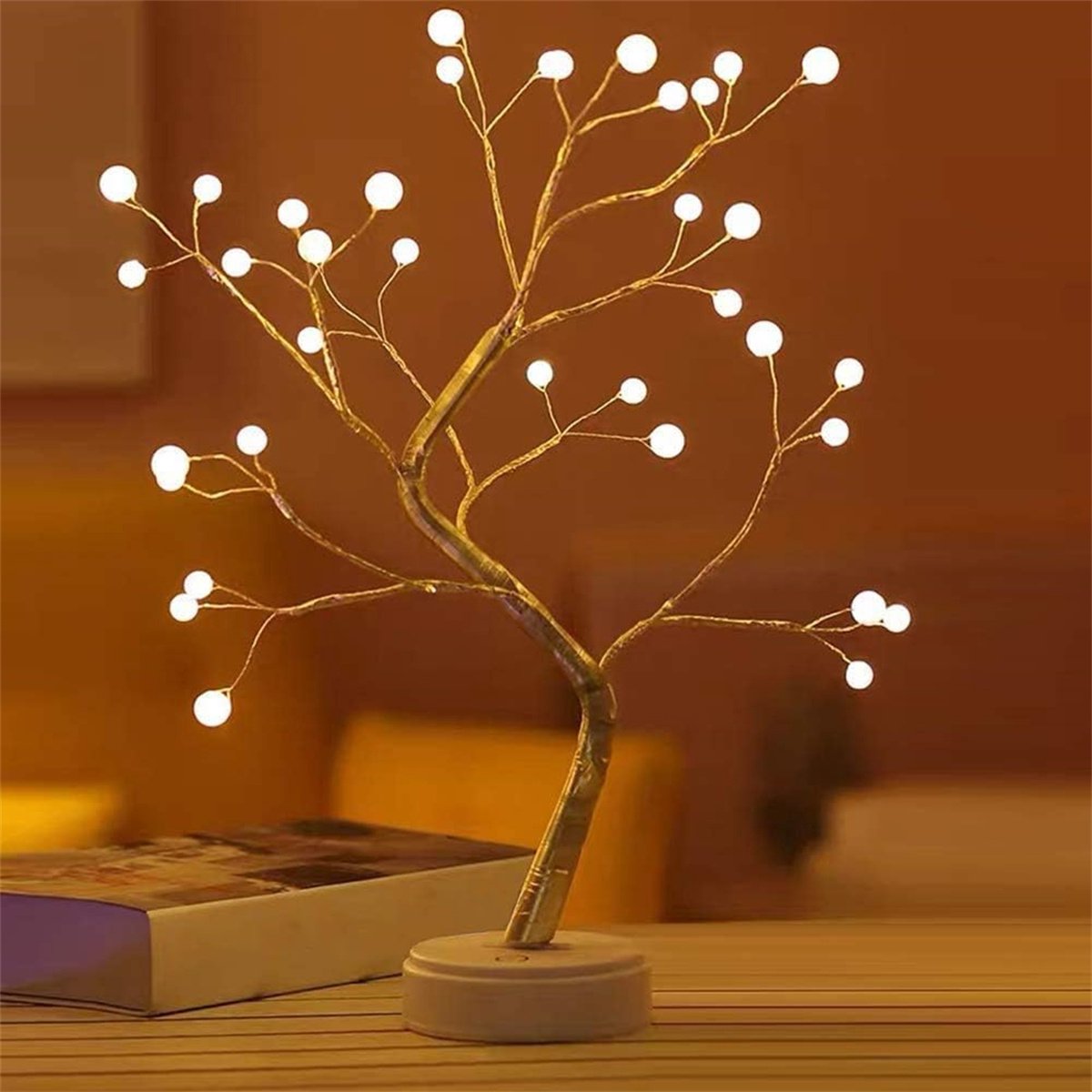 Ynkkvre -Bonsai Lichtboom - LED Nachtlicht - Buigbare Koperdraden Voor Creatieve Vormgeving - 1 Stuk - Kamerdecoratie Met USB Of Batterijen Gebruik In Pearl Kleur