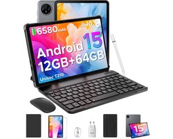 DOOGEE TAB A9 VIP - Tablet - 9 GB RAM + 64 GB ROM (2TB/TF) - 10,1" HD IPS - Android 15 - 6580 mAh - 5G WiFi - Face ID - met toetsenbord en stylus - dubbele luidspreker - Grijs