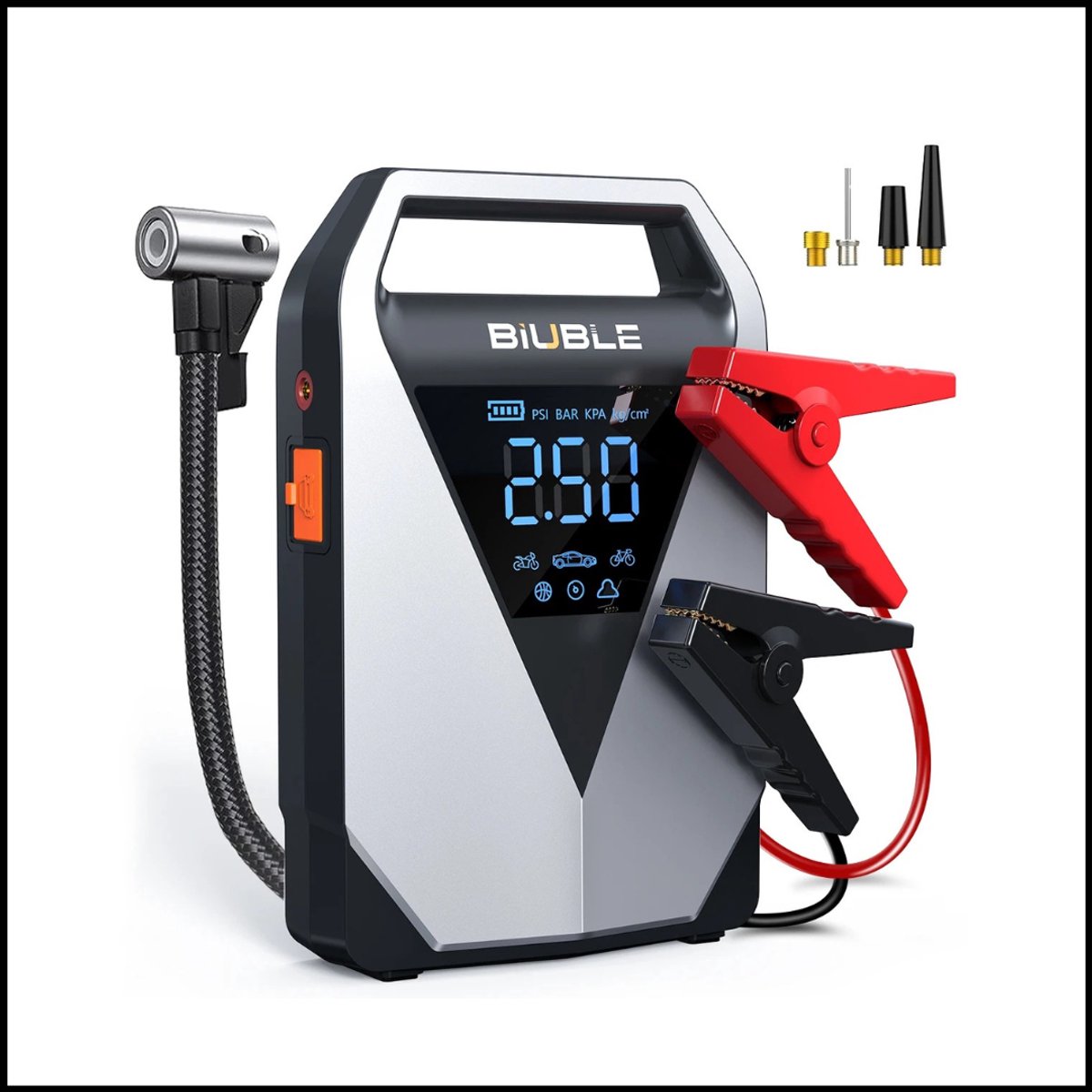 4-in-1 Auto Jump Starter & Luchtpomp – 150 PSI Luchtcompressor – Bandpomp – 12000mAh Batterij Booster Pack – 3000A Auto Booster Startapparaat