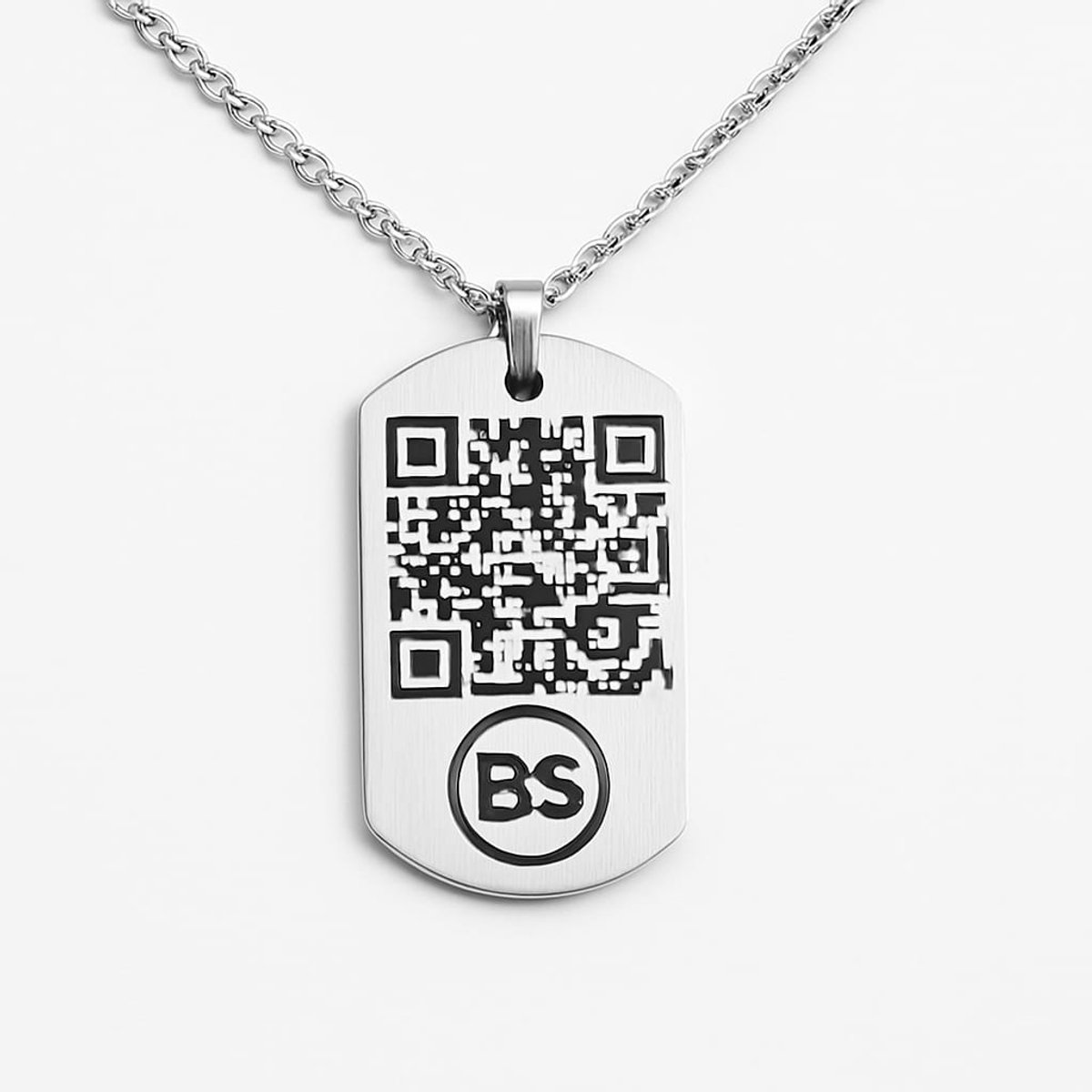 Medische QR Ketting - Zilver - Voor Gezondheidsinformatie - Niet Reanimeren - BeSafeCharm 1 jaar.